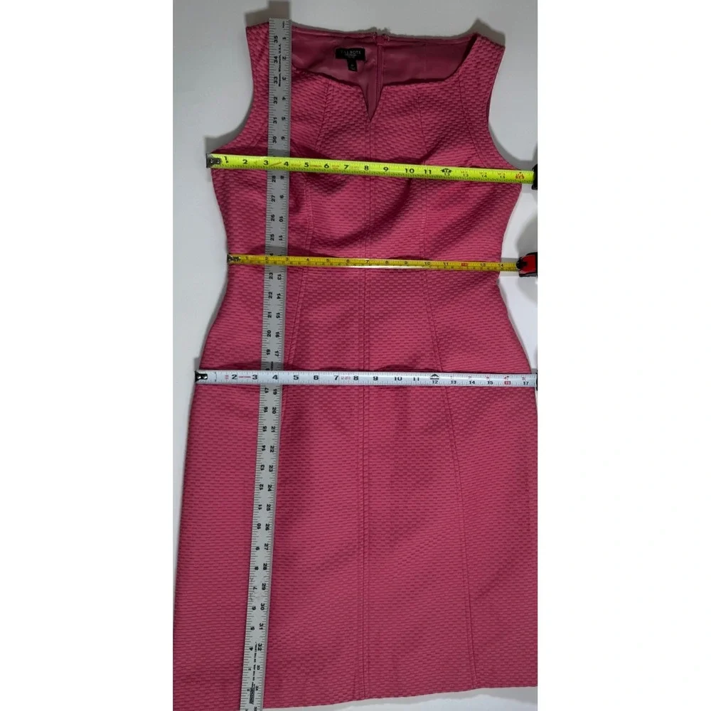 Talbots Pink Cotton Silk Textured Sheath Dress Notched Neck 2P Sleeveless
